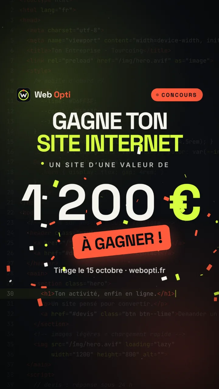 Concours Web Opti : gagne ton site internet d’une valeur de 1 200 €, tirage le 15 octobre